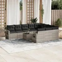 Set Divani da Giardino 11 pz con Cuscini in Polyrattan Grigio 3220701