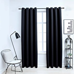 Tende Oscuranti Con Anelli İn Metallo 2 Pz Nere 140x175 Cm /
