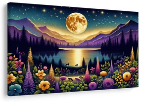 Quadro su tela – Paesaggio romantico con luna piena