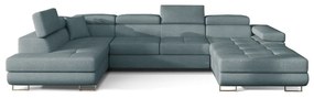 Divano angolare azzurro allungabile/con contenitore (con penisola a sinistra/a U) Rodrigo – ELTAP