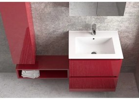 Kamalu - composizione mobile bagno con lavabo da 60 cm, colonna e specchio tod-60a