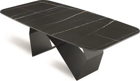 Tavolo fisso 210 cm KARL base metallo Nero e piano effetto marmo Sahara Noir
