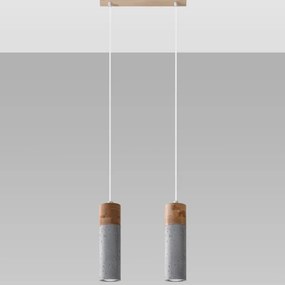 Sollux SL.0966 - Lampadario a sospensione con filo ZANE 2xGU10/40W/230V calcestruzzo/legno