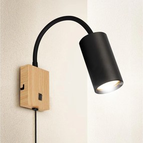 Brilagi - Lampada da parete flessibile SELE 1xGU10/30W/230V nero/decoro rovere