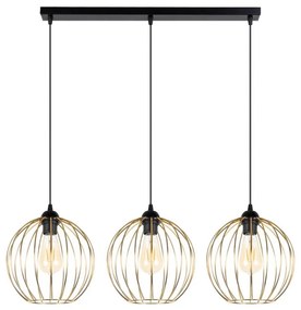 Lampadario a sospensione con filo MATT 3xE27/60W/230V nero/oro