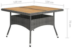 Set Mobili da Pranzo da Giardino 9 pz Polyrattan Acacia Grigio