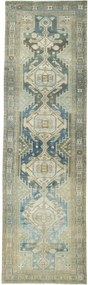 Hamedan Tappeto 370 x 110 Blu (Iran) Annodato A Mano