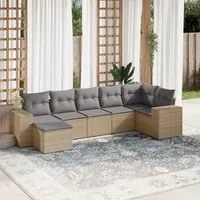 Set Divani da Giardino 7 pz con Cuscini Beige in Polyrattan 3255216