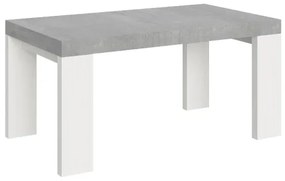 Tavolo allungabile 90x160/420 cm Roxell Mix piano Cemento - gambe Bianco Frassino