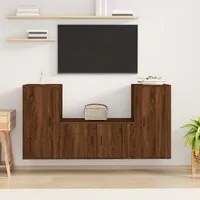 Set Mobili Porta TV 3 pz Rovere Marrone in Legno Multistratocod mxl 124737