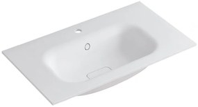 Lavabo a incasso rettangolare vasca centrale L 90.5 x H 15 x P 46 cm in resina bianco opaco