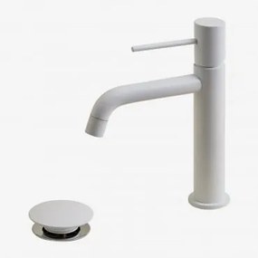 Set Rubinetto Lavabo E Valvola Di Scarico In Ottone Per Lavello Tipo Click-clack Senza Troppopieno Orveta Bianco & ↑20 Cm - Sklum