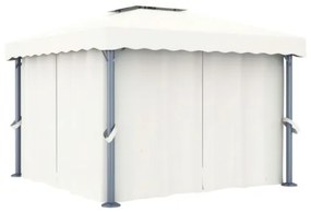 Gazebo con Tende e Stringa di Luci LED 3x3 m Bianco Crema