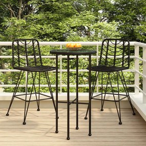 Sgabelli da bar 2 pz neri 45x56x103,5 cm rattan pe e acciaio