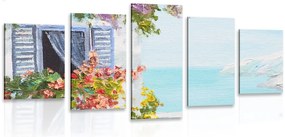 Quadri 5 pezzi – Casetta e vista sul mare