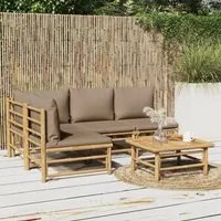 Set Salotto da Giardino 5pz con Cuscini Tortora Bamb 3155138