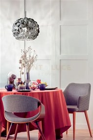 Sospensione in metallo e vetro fume meteora 1 luce attacco e27 d.35cm