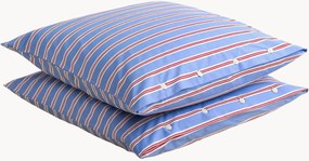 Set di 2 federe in percalle di cotone Striped Blue