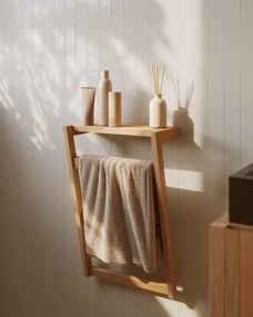 Kave Home - Porta asciugamani da parete Kuveni in legno massiccio di teca 40 x 63 cm