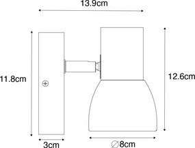 Applique da parete rustica in legno con bianco regolabile - Thorin