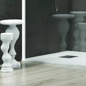 Parete doccia walk in 140 cm con profilo bianco opaco KW-100W - KAMALU