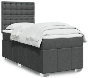 Giroletto A Molle Con Materasso Grigio Scuro 90x200 Cm Tessuto /