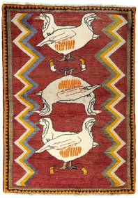 Gabbeh Tappeto 140x100 Rosso (Iran) Annodato A Mano