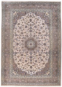 Kashan Tappeto 370x270 Beige (Iran) Annodato A Mano