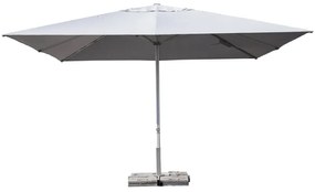 Ombrellone a palo centrale bianco / argento SOMBRA CONTRACT NATERIAL L 400 x 400 cm con telo grigio
