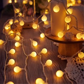 Luci di Natale Solari a Bulbo 100 Led Bianco Caldo