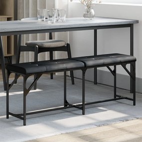 Panca Da Pranzo Nera 124x32x45 Cm İn Acciaio E Similpelle /
