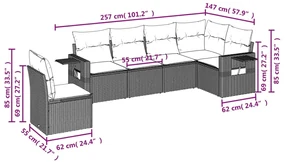 Set divano da giardino 6 pz con cuscini beige in polyrattan