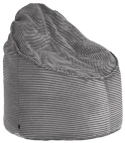 Kave Home - Pouf Wilma in velluto a coste spesso grigio Ø 80 cm