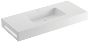 Lavabo a incasso rettangolare L 120 x H 14 x P 46 cm in solid surface bianco