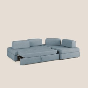 Liberty divano angolare con pouf estraibile e schienali movibili in tessuto morbido impermeabile T02 carta da zucchero