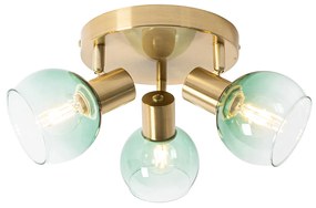Plafoniera Art Déco oro con vetro verde 3 luci - VIDRO