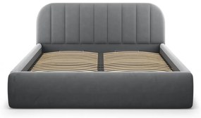 Letto matrimoniale imbottito grigio con contenitore con rete inclusa 200x200 cm Juno – Windsor &amp; Co Sofas