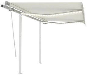 Tenda Da Sole Retrattile Manuale Con Led 3x2,5 M Crema /