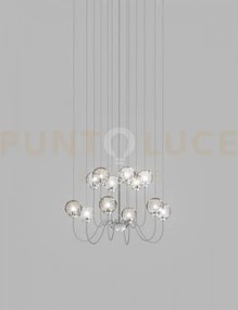 Puppet sospensione 12p multicolore 3 cromo lucido 12 luci attacco g9