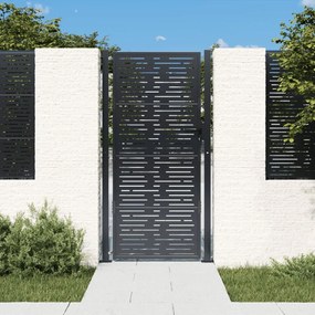 Cancello Giardino Antracite 105x205 Cm Acciaio Design Quadrato /