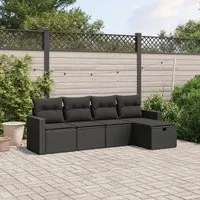 Set Divani da Giardino 5 pz con Cuscini in Polyrattan Nero 3263461