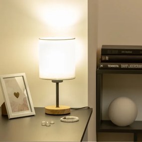 Brilagi - Lampada da tavolo NUBILA WOOD 1xE27/25W/230V quercia/bianco