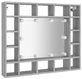 Mobile a specchio con led grigio sonoma 91x15x76,5 cm