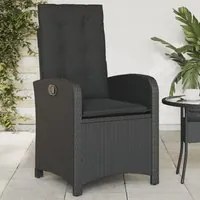 Sedia Reclinabile da Giardino con Cuscini Nera in Polyrattan 365161