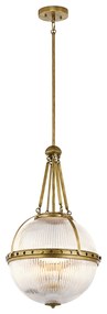 Lampadario Contemporaneo Aster Vetro Ottone Naturale 3 Luci E14