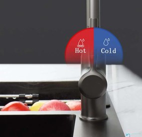Rubinetto da cucina EYN KS15174 da piano con doccetta estraibile multigetto, bocca girevole e più finiture — Bianco