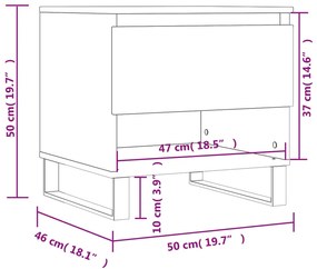Tavolino da Salotto Rovere Fumo 50x46x50cm in Legno Multistrato