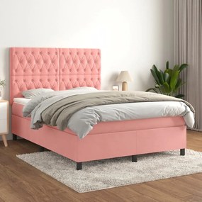 Giroletto A Molle Con Materasso Rosa 140x200 Cm İn Velluto /