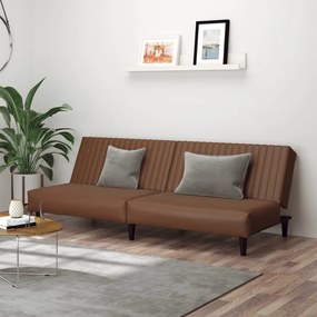 Divano Letto A 2 Posti Marrone İn Similpelle /