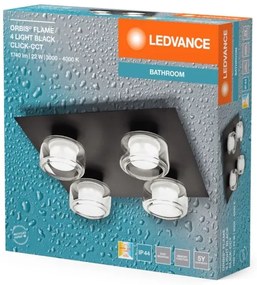 Ledvance -Plafoniera LED da bagno ORBIS FLAME 4xLED/5,5W/230V IP44 nero